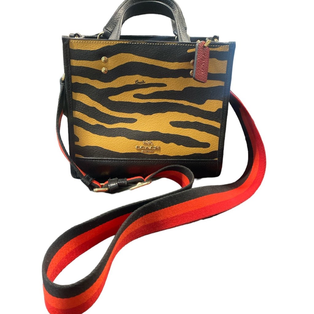 Coach Dempsey Tote 22 And Wallet Set Tiger Print Yellow Black C7083 C7080